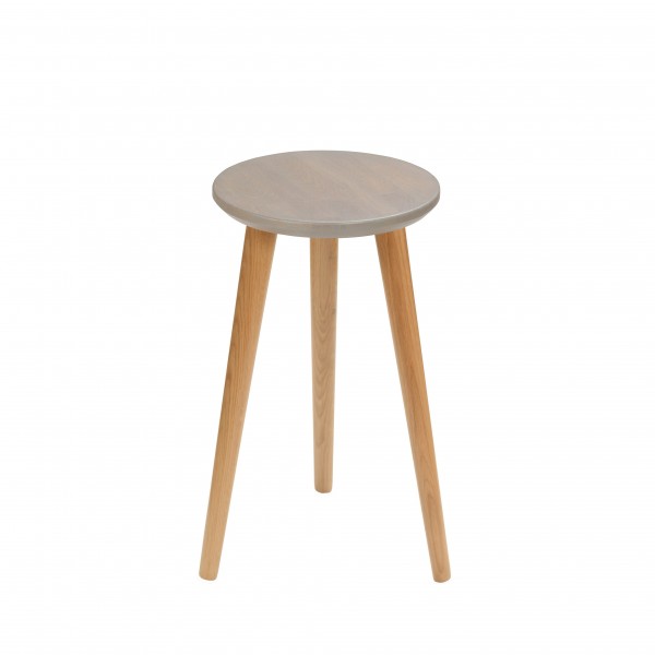 Round stool made of solid oak - 1