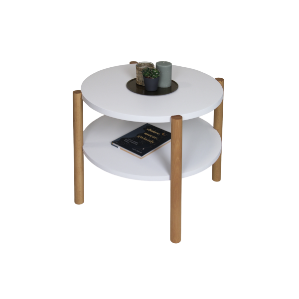 Round coffee table with shelf, oiled, 60 cm - 5
