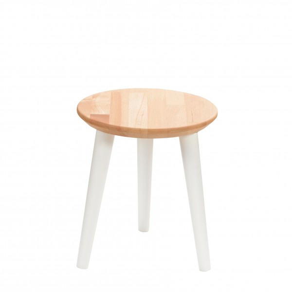 Round solid beech stool - 1