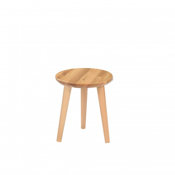 Round stool made of solid oak - 4
