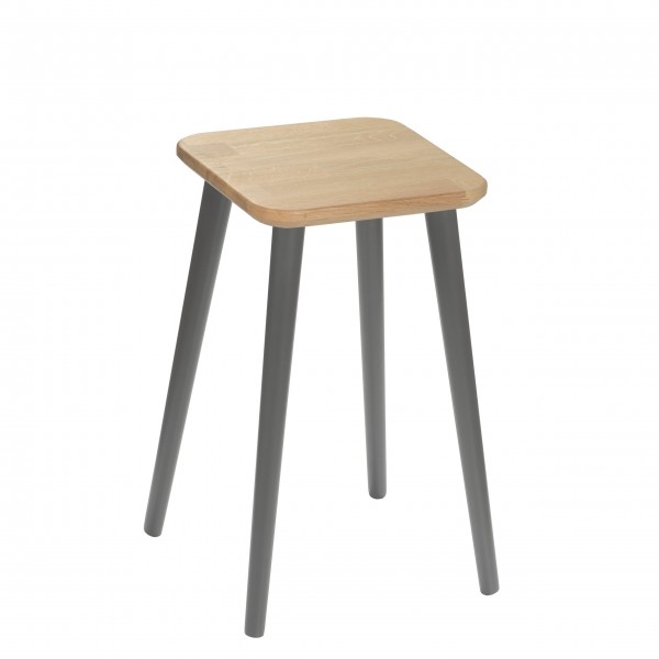Solid oak square stool - 19